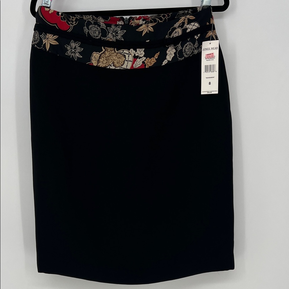 Jones Wear Black Floral Pencil Skirt Women’s 8